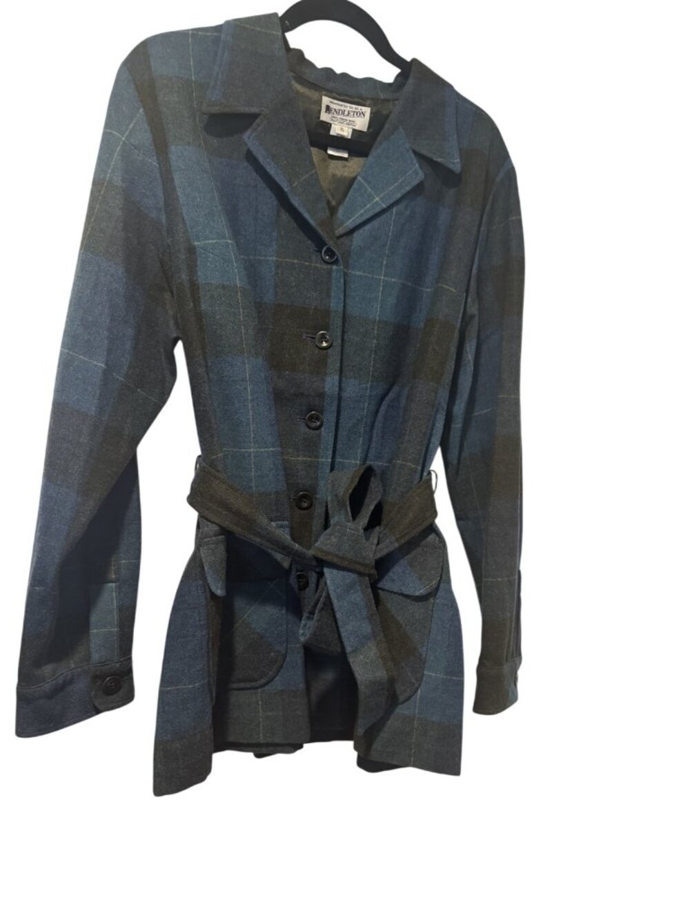 Pendleton Size Extra Large (XL) Plaid Wool Belted Jacket with Button Front